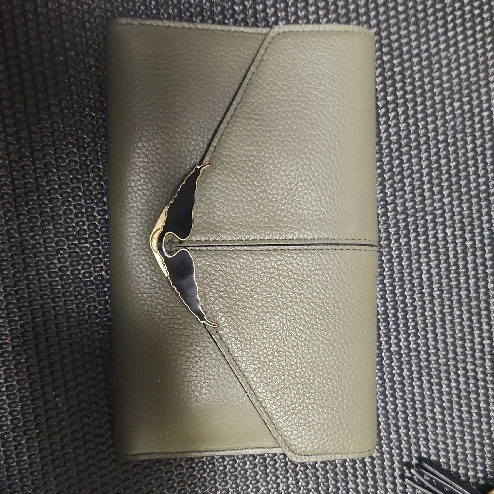 Elegant Olive Green Leather Flap Wallet
